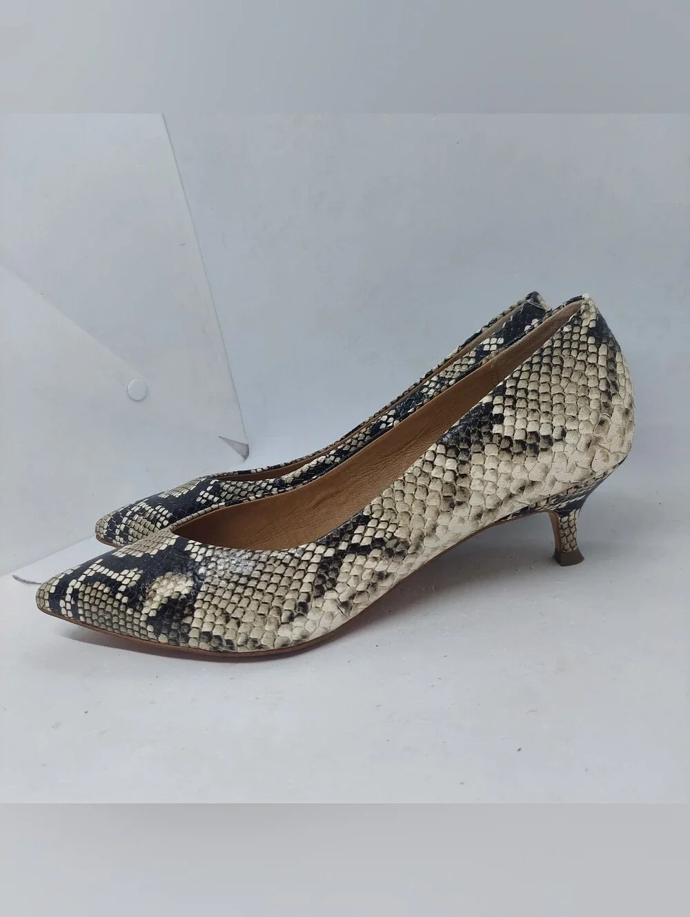 Vionic Josie Snake Pointed Toe Kitten Heel Pumps Casual Shoes Womens Size 8.5
